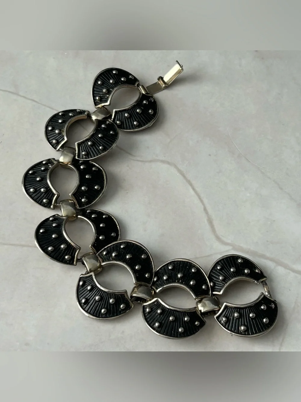 Black Art Deco Link Bracelet